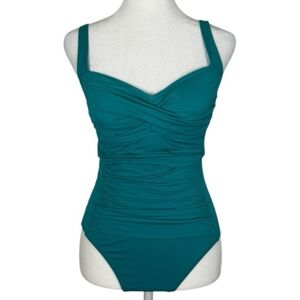 La Blanca Sea Glass Aqua Ruched One Piece Swim Suit 8